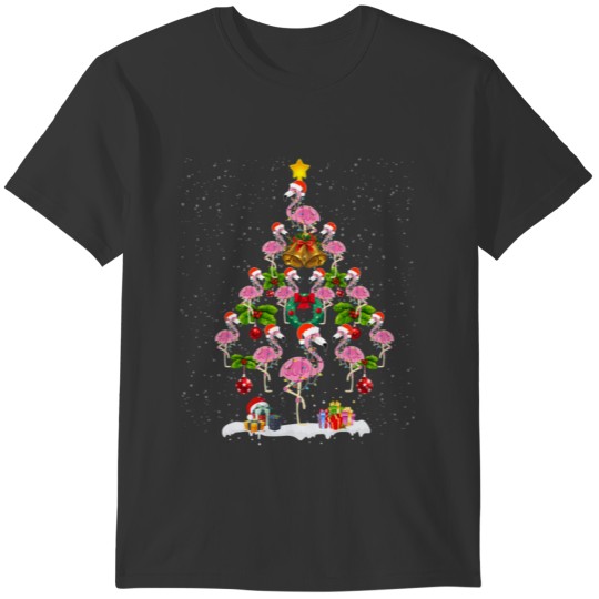 flamingo christmas tree T-shirt
