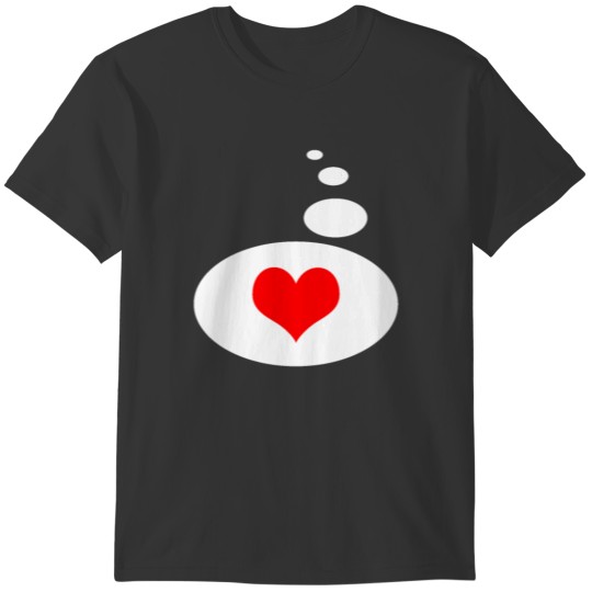 Thought bubble red heart single dating love T-shirt
