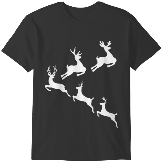 Merry Christmas Reindeers Jumping Around White T-shirt