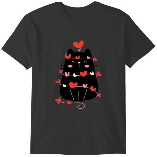 Heart Love Cat Valentine Day Cat Lovers T-shirt