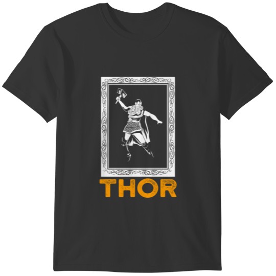 Cool Thor and Mjolnir Viking Norse Cosmology Runes T-shirt