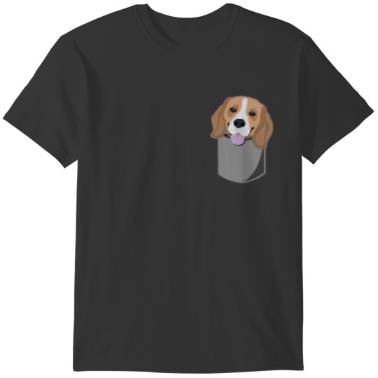 Funny Beagle Dog In Breast Pocket Gift T-shirt