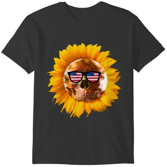 Sunflower Skull Mom Patriot Mother's Day Love Mom T-shirt