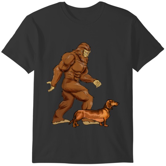 Funny Bigfoot Walking Brown Dachshund Sasquatch Do T-shirt