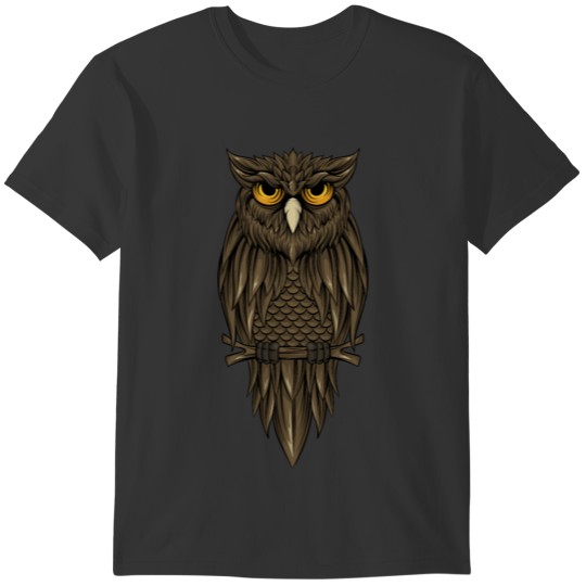 owl with yellow eyes T-shirt