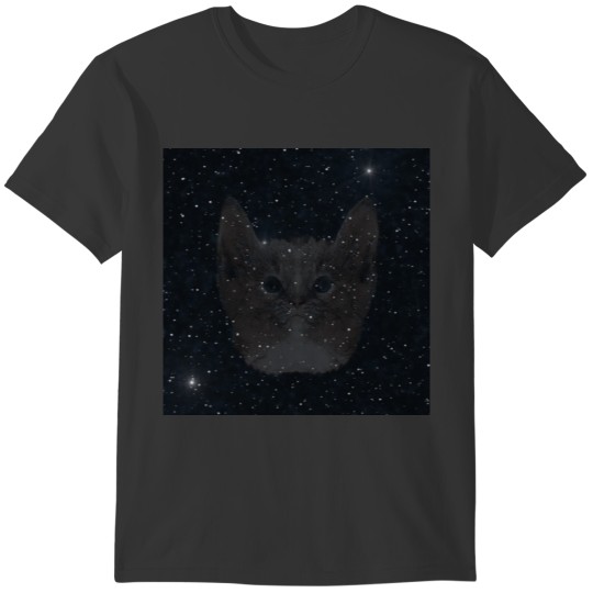 Kitten night design, baby cat photo, night pattern T-shirt