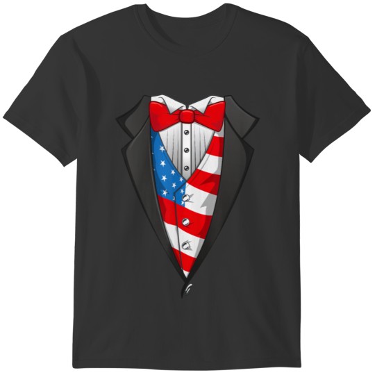 4th of July Tuxedo American Flag Patriotic Costume T-shirt