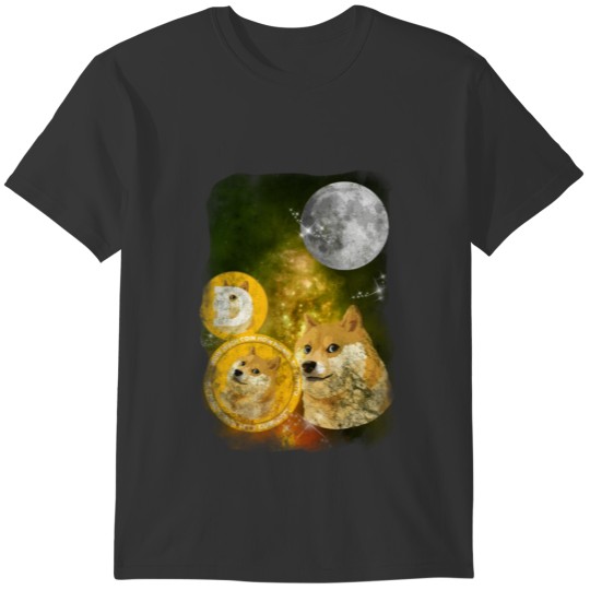 Three Moon Dogecoin Cool Cryptocurrency Blockchain T-shirt