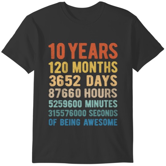 10 Years Old 10Th Birthday Vintage Retro 120 Month T-shirt