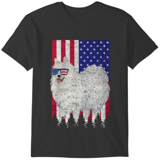 Patriotic Samoyed American Flag Dog Gift Men Women T-shirt