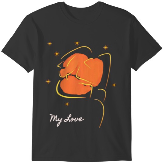 My love with abstract rose and shinning stars T-shirt