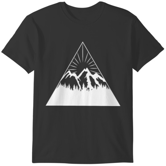 Mountain Sun Trees Triangle Abstract T-shirt