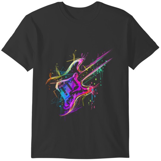 Colorful Musician Bass Electric Guitar T-shirt