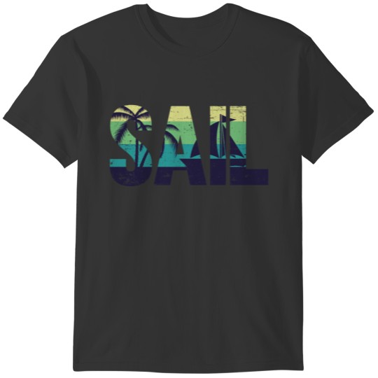 Sail Sailboat Vintage Retro Palm T-shirt