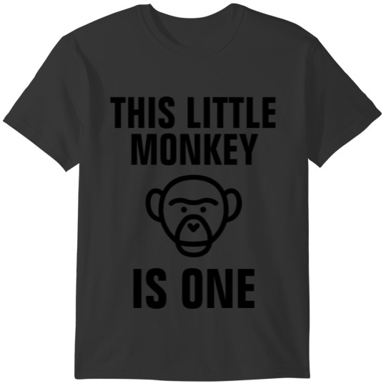 This little monkey is one first birthday black T-shirt