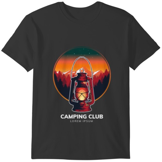 Oil lamp with nature for camping enthusiast T-shirt