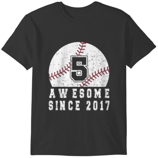 5th Birthday Born In 2017 Baseball Boy 5 Year Old T-shirt