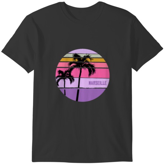 Cool Marseille France Palm Tree Artistic Vacation T-shirt