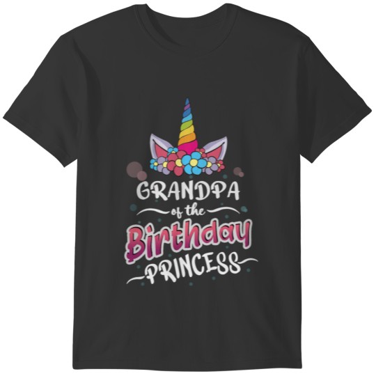 Grandpa of the Birthday Princess Unicorn Girl T-shirt