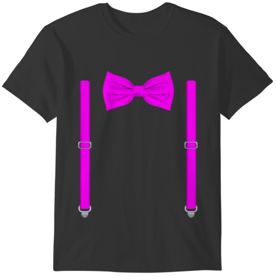 Pink Bow Tie With Suspenders Funny Wedding Gift T-shirt
