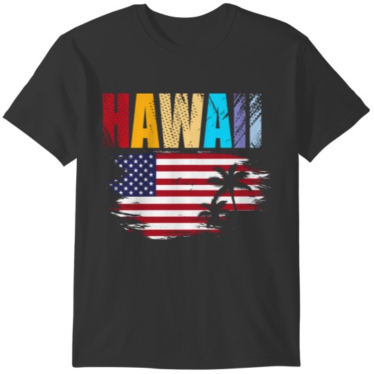Hawaii Beach American Flag Hawaiian For Men T-shirt
