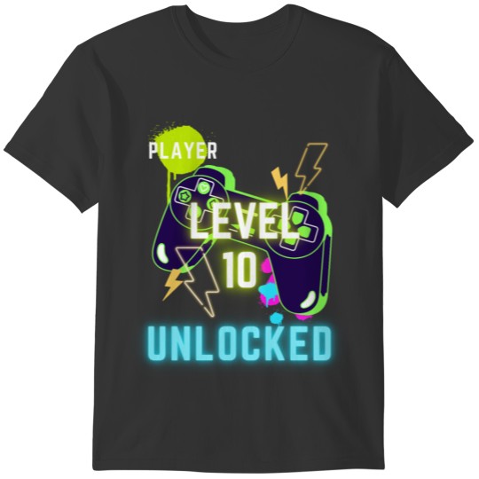 level 10 unlocked video game 10th monster gamer T-shirt