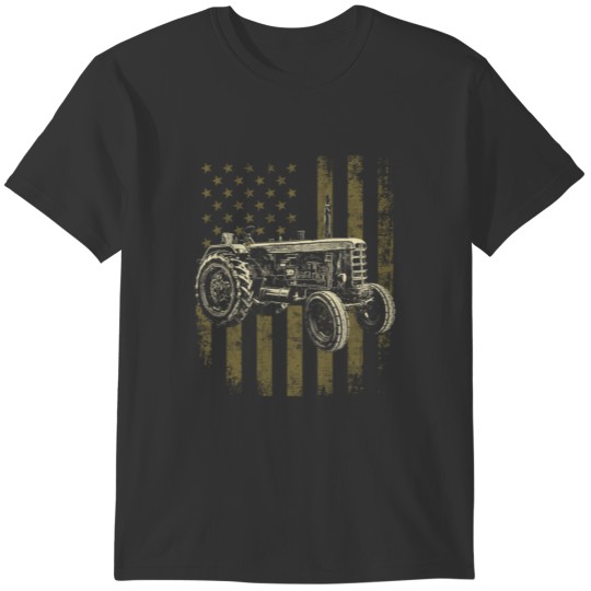 Patriotic Tractor American Flag Farmer Gift T-shirt