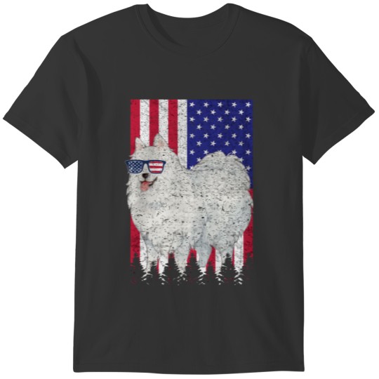 Patriotic Samoyed American Flag Dog Gift Men Women T-shirt