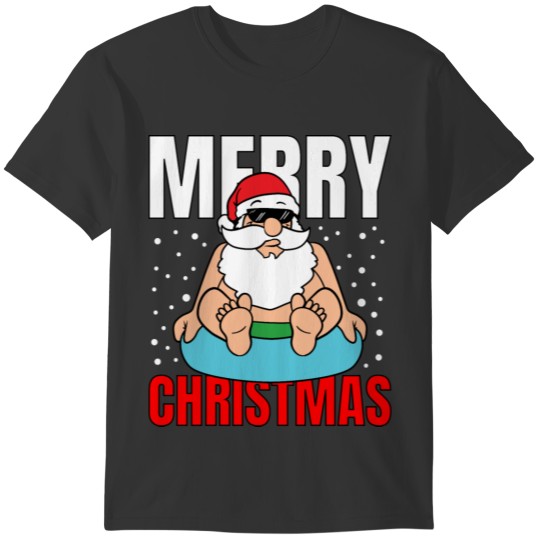 Merry Christmas Santa Claus Swim ring Snowflake T-shirt