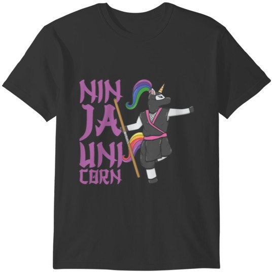 Ninja Unicorn Rainbow Mythical Horse Martial Art T-shirt