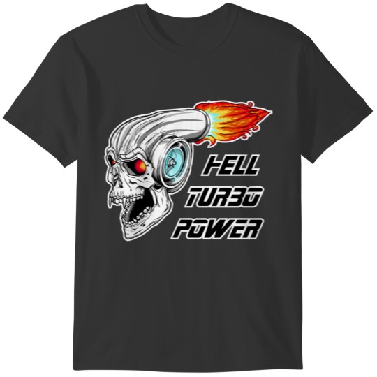 Devil Skull Turbocharger Flames Hell Turbo Power T-shirt