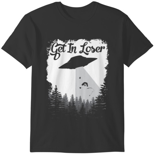 Alien Abduction UFO Get In Loser Men Fishing print T-shirt