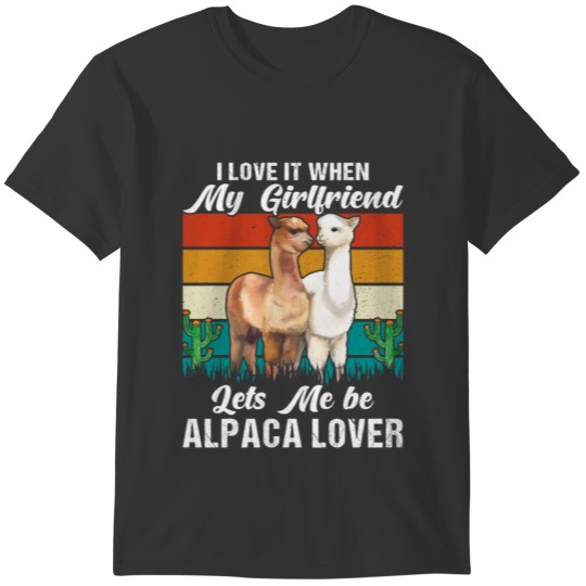 Retro Vintage Style Alpaca Llama Lover Couples T-shirt