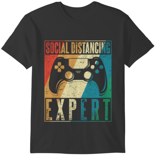 Social Distancing Expert Gaming Vintage Controller T-shirt