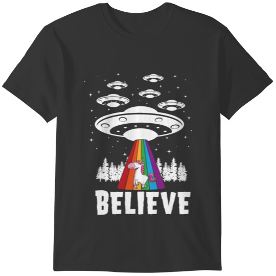 Funny Alien UFO Rainbow Unicorn Apparel T-shirt