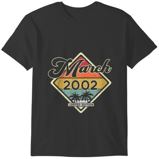 Vintage 80s March 2002 20th Birthday Gift Idea T-shirt