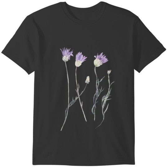 Purple Flowers Immortelle Watercolor T-shirt