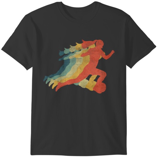 Soccer Girl Running With Ball Retro Vintage Color T-shirt