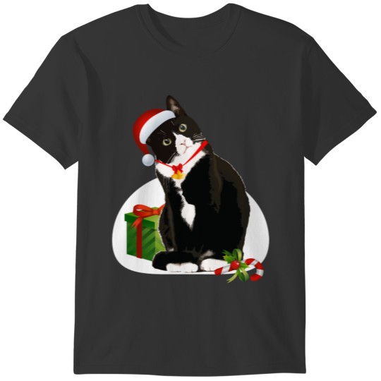Black Cat Kitty Christmas Merry Christmas Funny Cu T-shirt