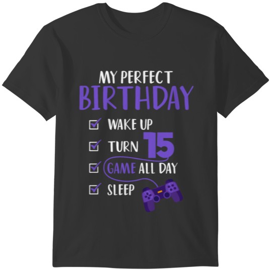 Perfect Birthday Gamer Boy Level 15 Unlocked T-shirt