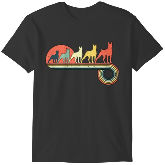 Doberman Dog Retro Vintage Sunset Rainbow Color T-shirt