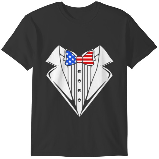 USA Patriotic 4th Of July American Flag Tuxedo T-shirt