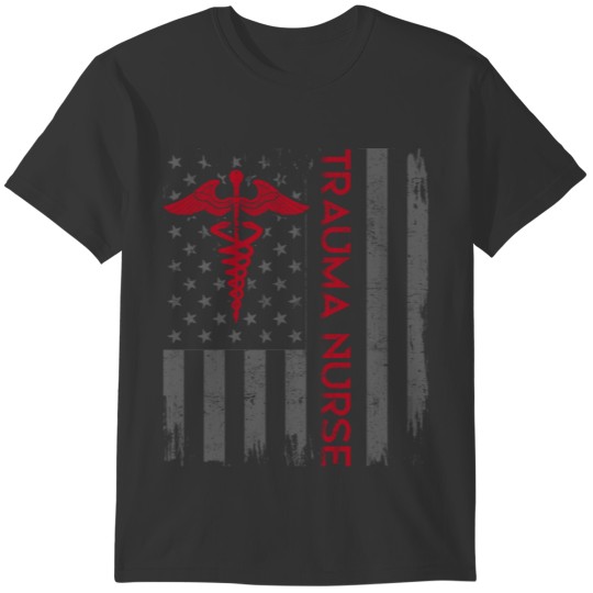 Trauma Nurse Care American Flag Patriotic T-shirt