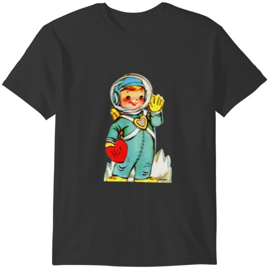 Lovely cute retro astronaut with a heart drawing T-shirt