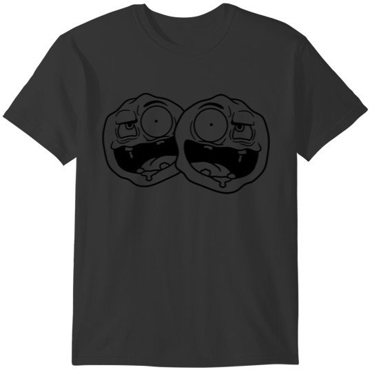 2 friends team couple duo ugly face head crazy cra T-shirt