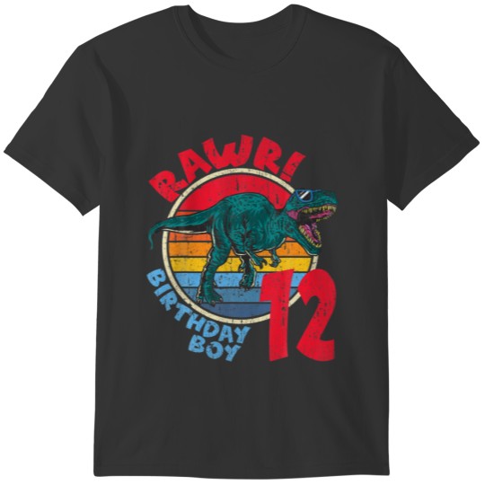 Boy 12Th Birthday Rawr! Tyrannosaurus Rex I Family T-shirt