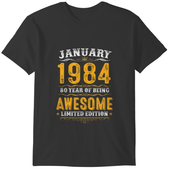 38Th Birthday Gifts 38 Years Old Awesome Since Jan T-shirt