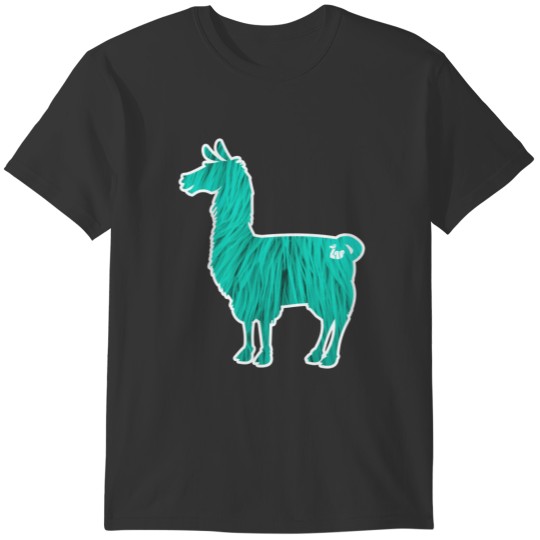 Turquoise Furry Llama Ladies 3/4 T-shirt