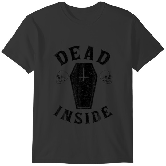 Dead Inside Coffin Cross Skull Halloween Funny T-shirt
