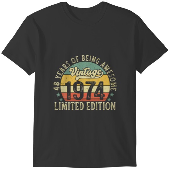 Vintage 1974 48Th Birthday Retro Cassette Tape 48 T-shirt